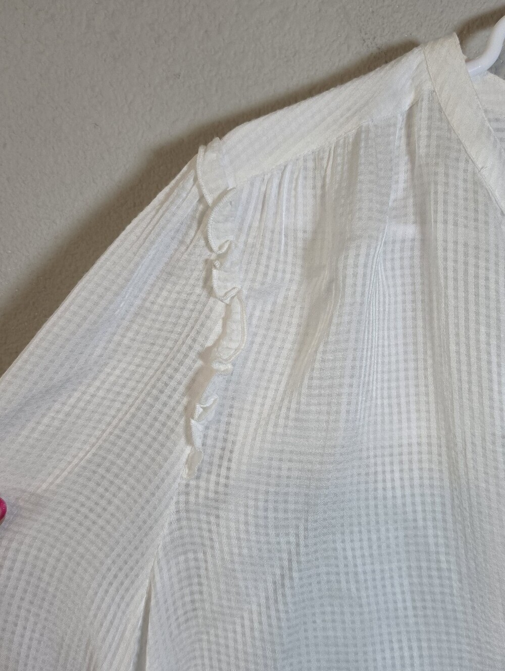 ​ME+EM White Cotton Ruffle V-Neck Blouse Size 10 Boho Cottagecore - Picture 4 of 8